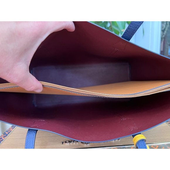 ♦️AUTHENTIC TORY BURCH NAVY BLUE PERRY TOTE/HANDBAG - Picture 11 of 14